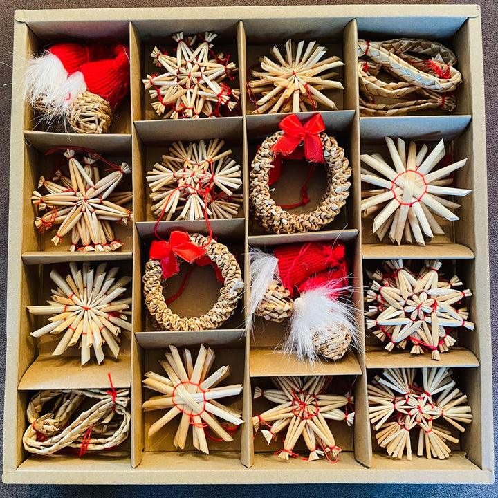 Straw ornament set - 48 pc box