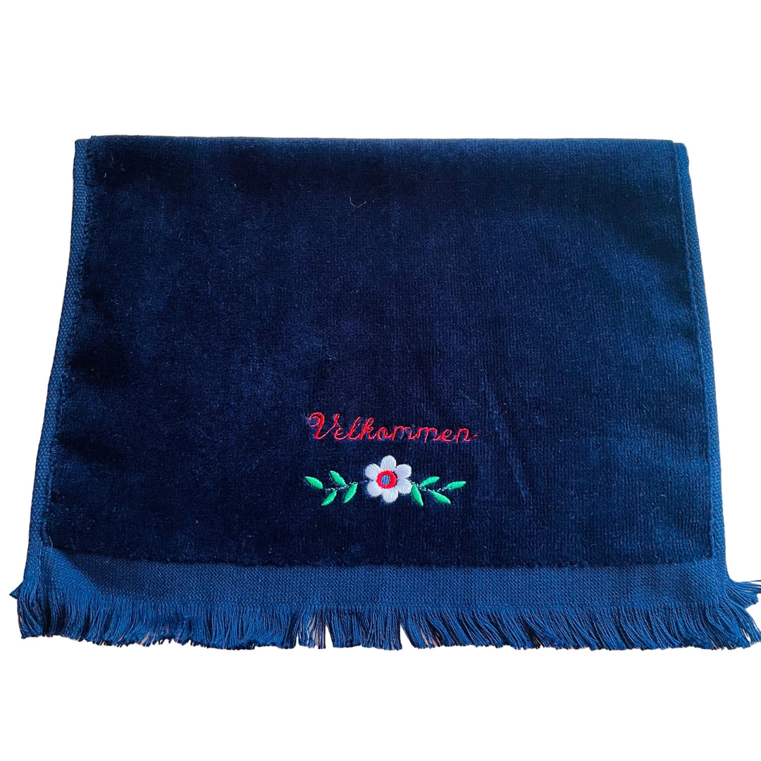 Finger tip towel - Velkommen flower on Navy