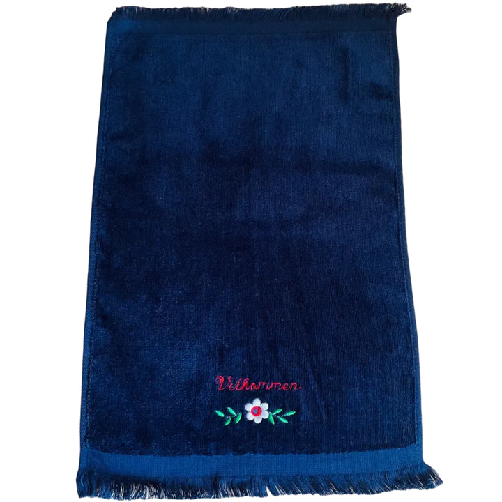 Finger tip towel - Velkommen flower on Navy
