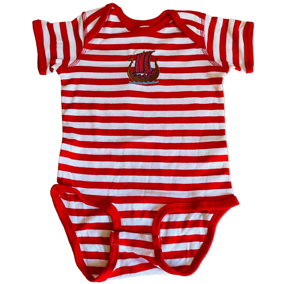 Baby Onezie with snaps - Embroidered Viking ship