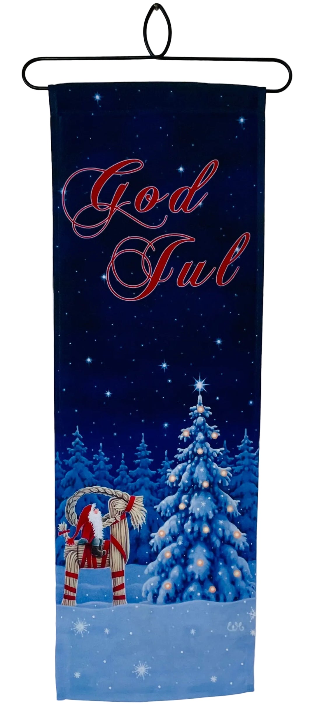 Eva Melhuish Tomte Riding Straw Goat Fabric wall hanging