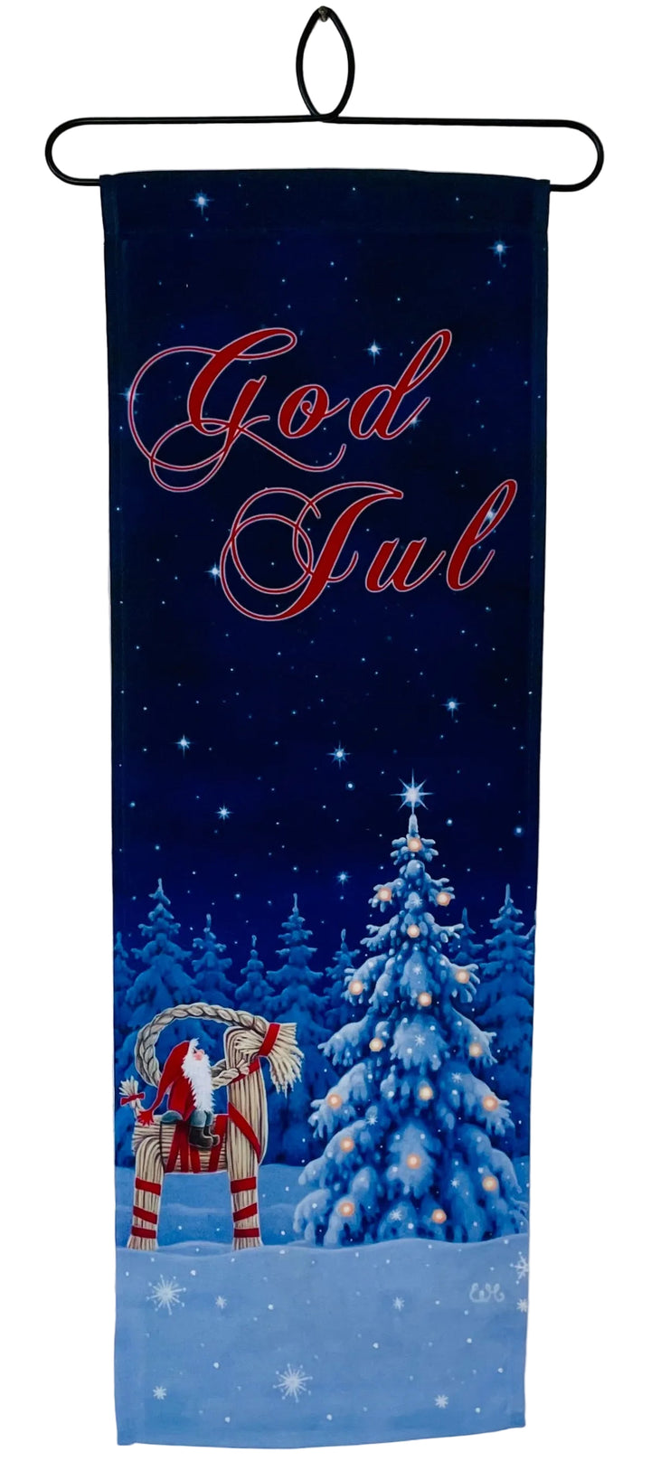 Eva Melhuish Tomte Riding Straw Goat Fabric wall hanging