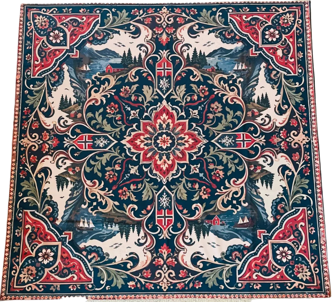 Norway Pines & flags Tablecloth 41"
