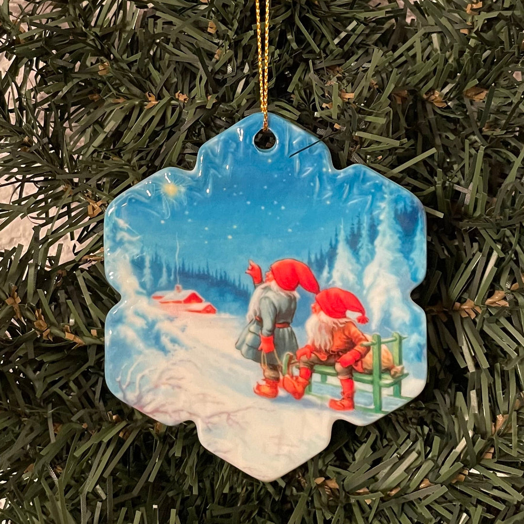 Ceramic Ornament, Snowflake shaped Blue Sky Tomtar