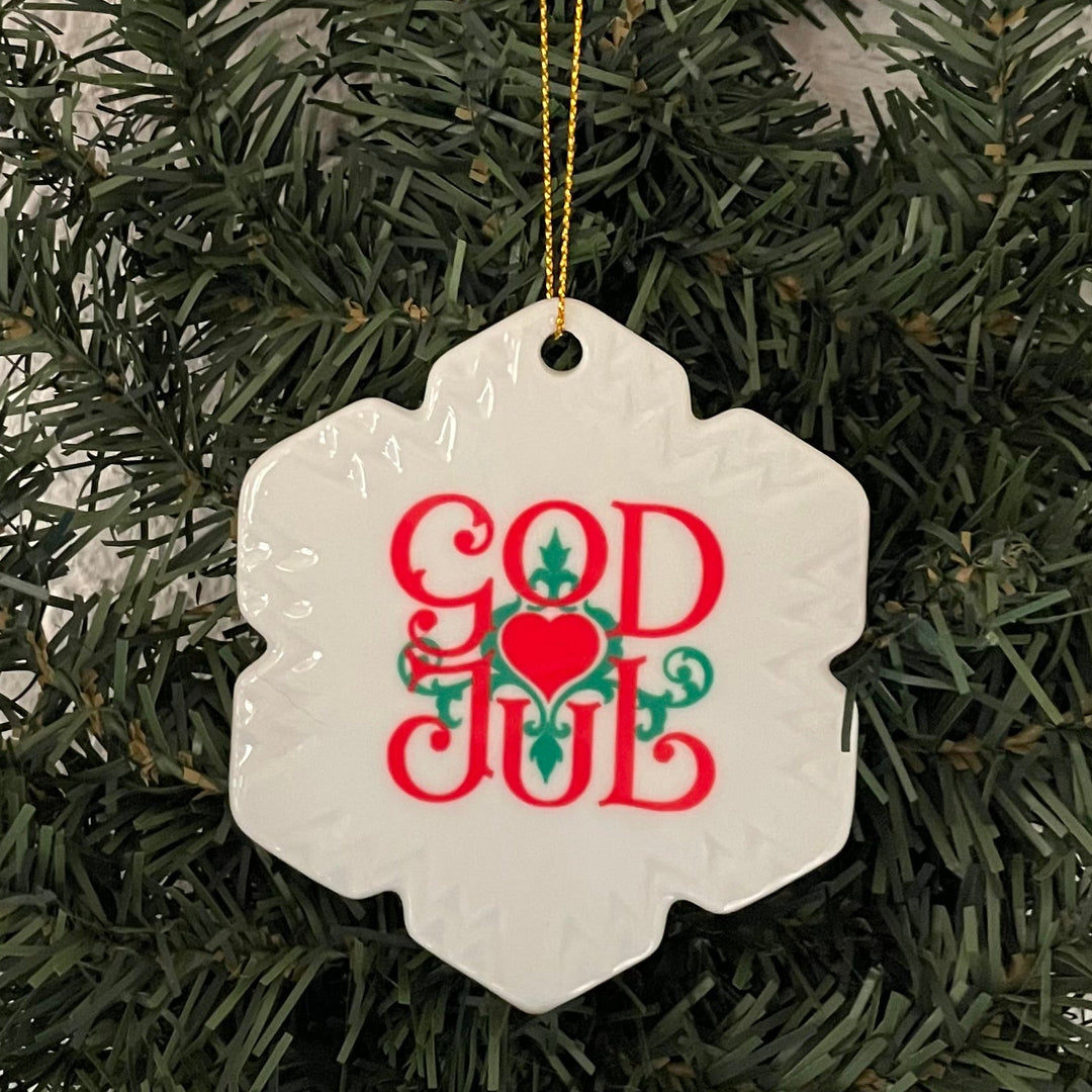 Ceramic Ornament, Snowflake God Jul