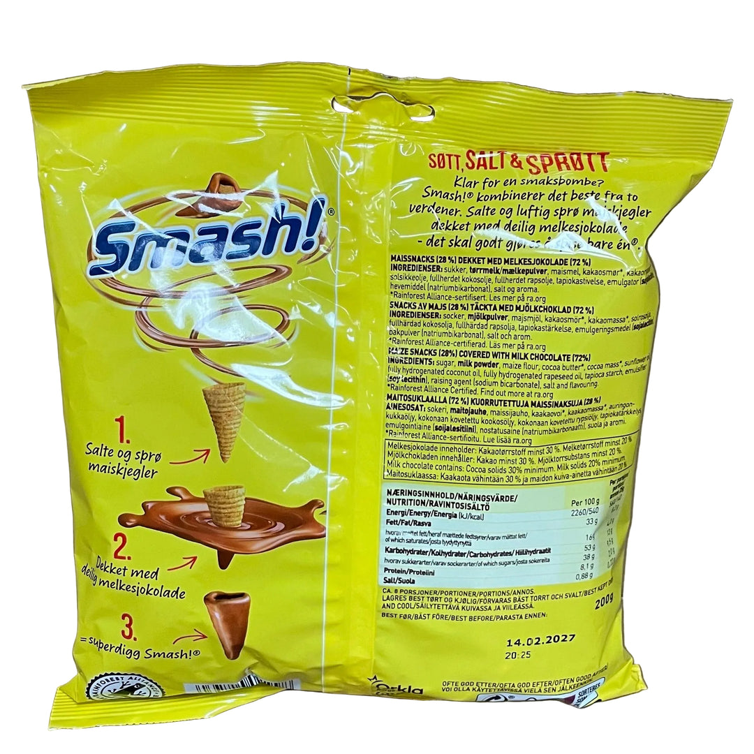 Nidar Smash Chocolate covered snack  - Large 200 gram  bag