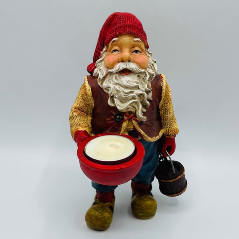 Johnnie Jacobsen Santa with Barrel & Bowl Votive Candle Holder