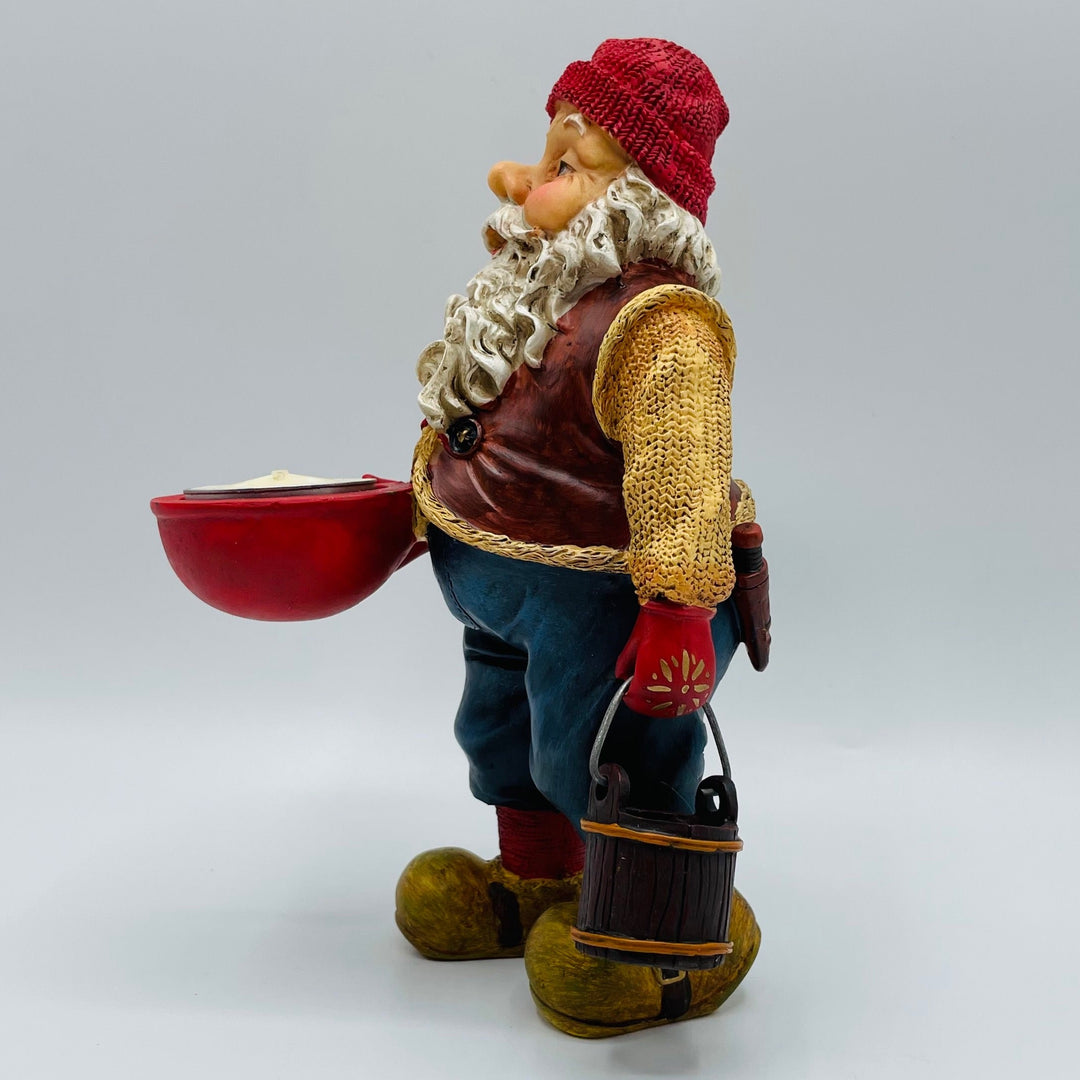 Johnnie Jacobsen Santa with Barrel & Bowl Votive Candle Holder