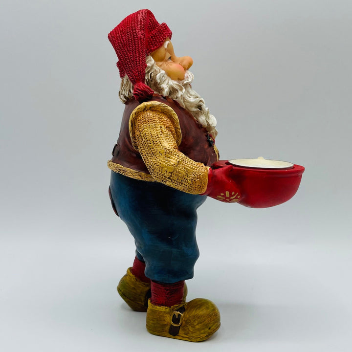 Johnnie Jacobsen Santa with Barrel & Bowl Votive Candle Holder