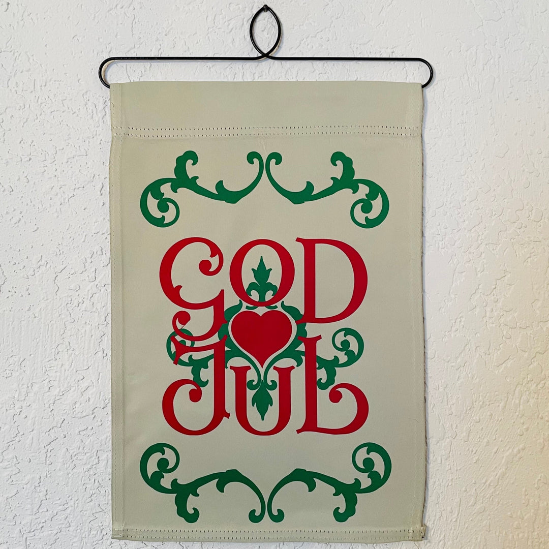 God Jul Scroll garden flag