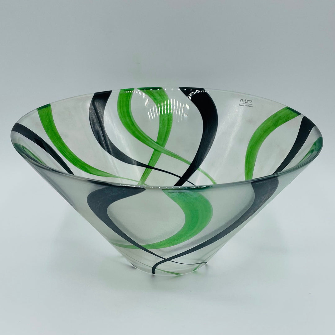 Nybro Molly Glass Bowl - Black & Green