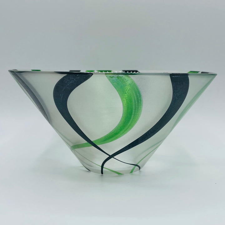 Nybro Molly Glass Bowl - Black & Green