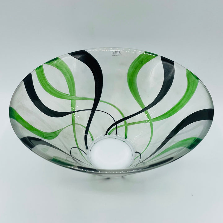 Nybro Molly Glass Bowl - Black & Green