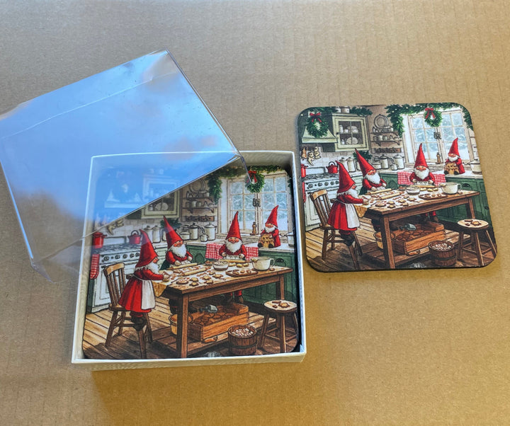 Gnomes baking Cookies Coaster Box of 6