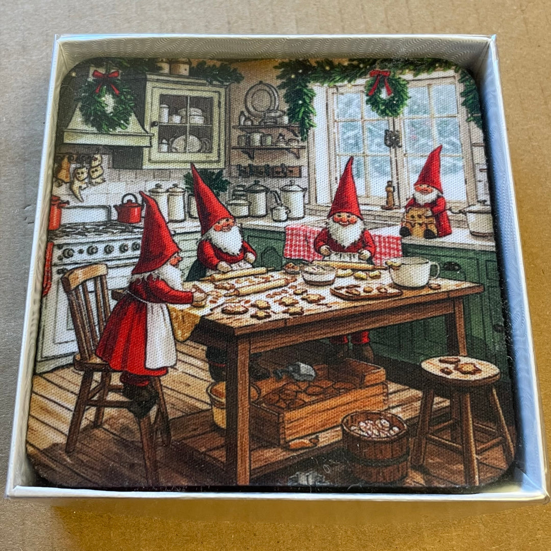 Gnomes baking Cookies Coaster Box of 6