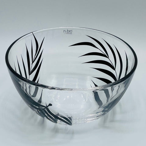 Nybro Leafs glass bowl - Black
