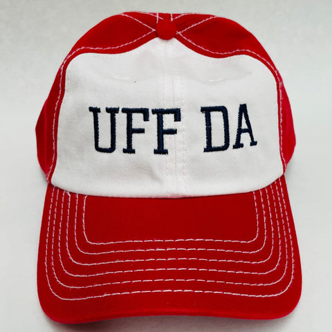 Uff Da red & white baseball cap