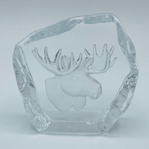 Nybro Glass Block - Moose head