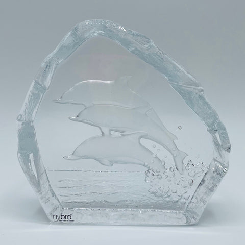 Nybro Glass Block - Dolphins