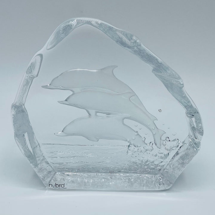 Nybro Glass Block - Dolphins