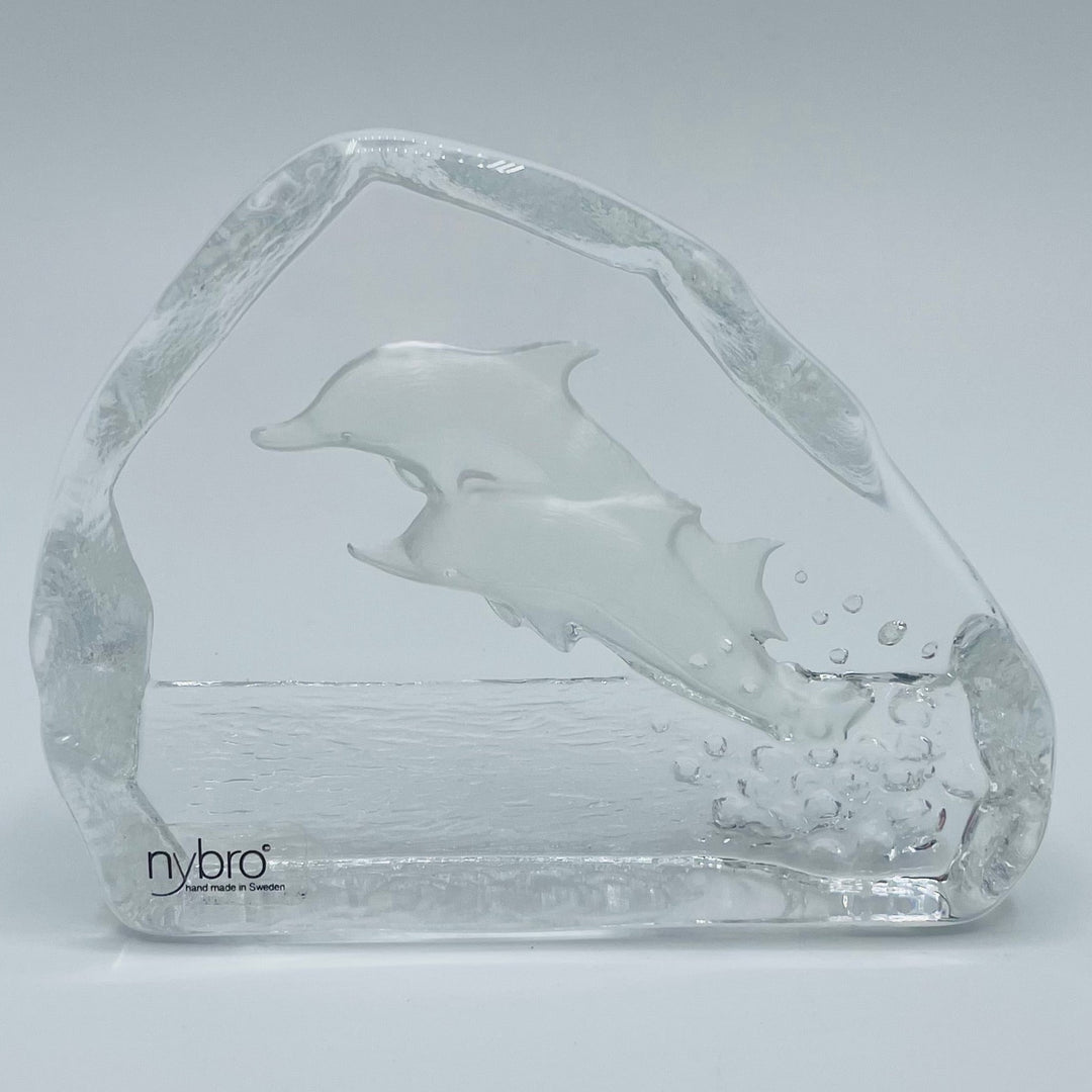 Nybro Glass Block - Dolphins