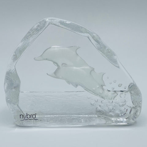 Nybro Glass Block - Dolphins