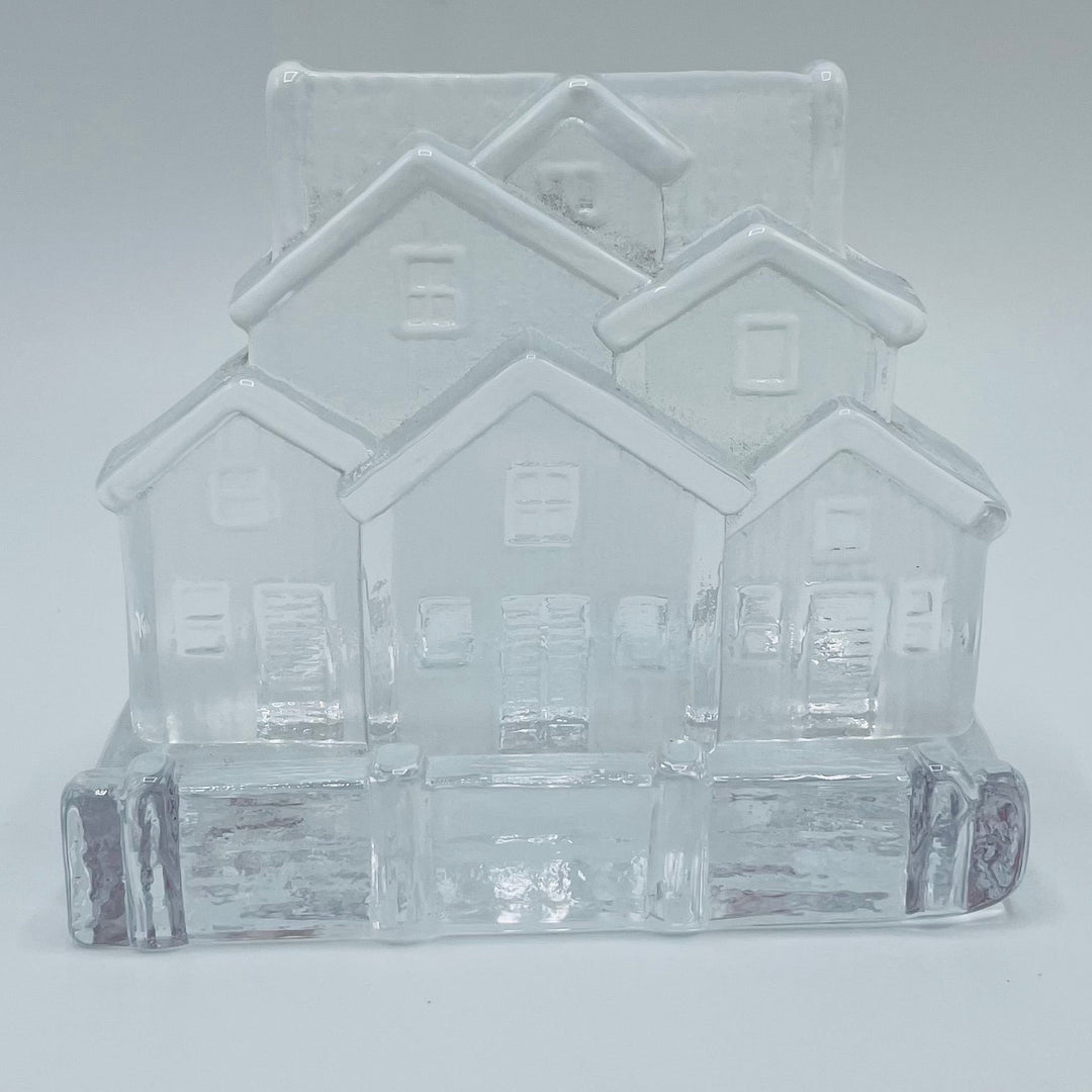 Nybro Glass Block Votive Candle holder - Fishing village