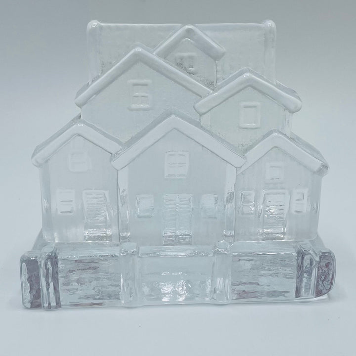 Nybro Glass Block Votive Candle holder - Fishing village