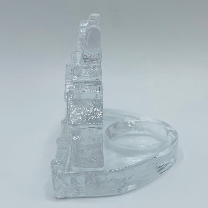 Nybro Glass Block Votive Candle holder - Fishing village