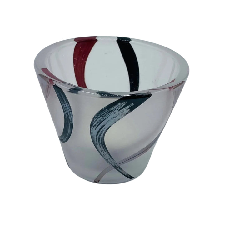 Nybro Molly Glass Votive Candle holder - Black & Red