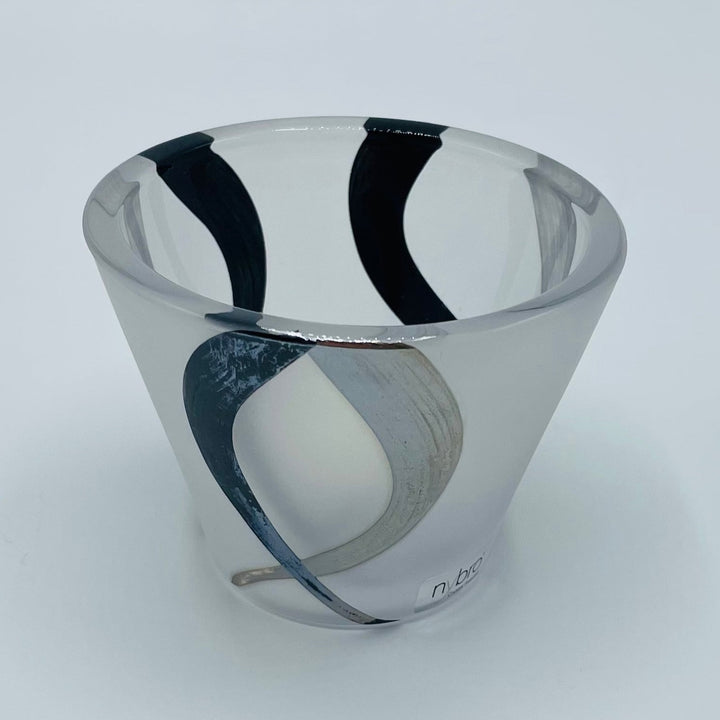 Nybro Molly Glass Votive Candle holder - Black & Silver