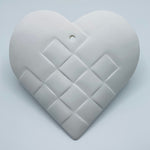 Ceramic heart basket ornament - White