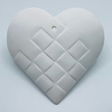 Ceramic heart basket ornament - White