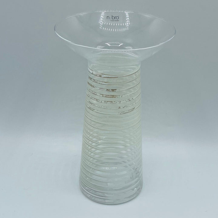 Nybro Spiro Silver/White Glass Vase