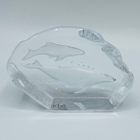 Nybro Glass Block - Whales