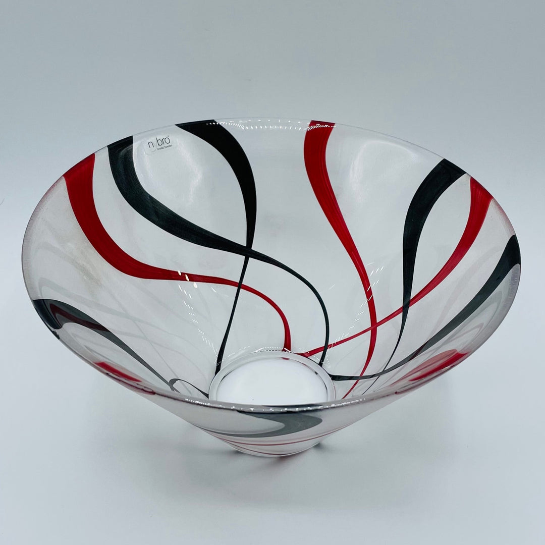 Nybro Molly Glass Bowl - Black &  Red