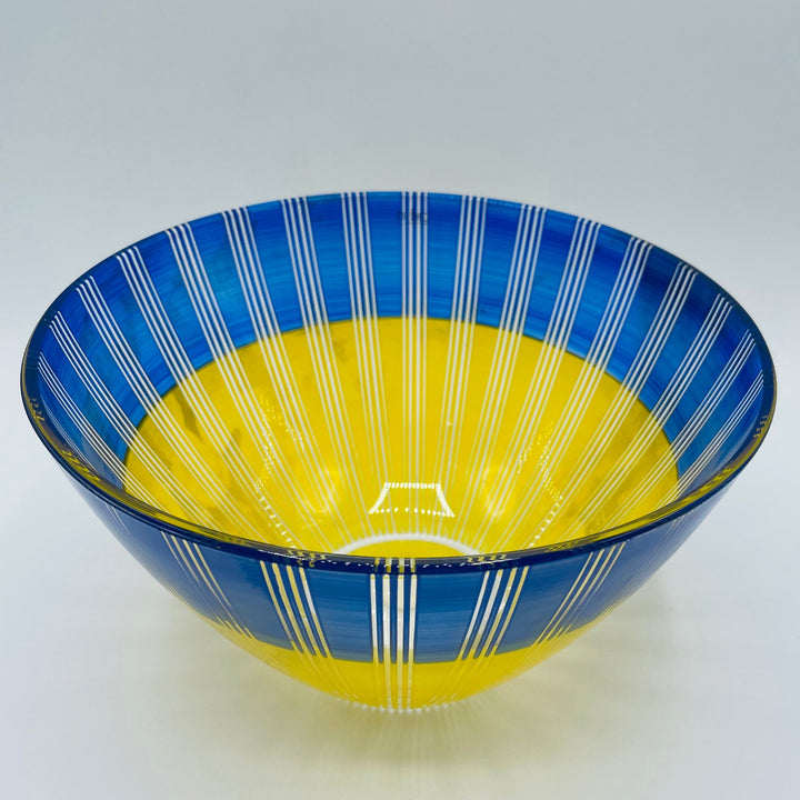 Nybro Jazz glass bowl - Blue & Yellow