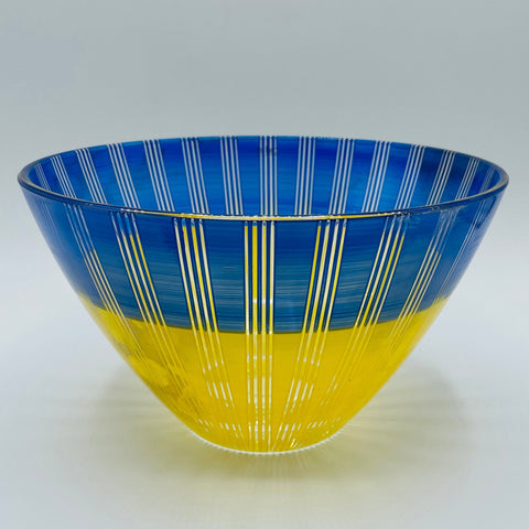 Nybro Jazz glass bowl - Blue & Yellow