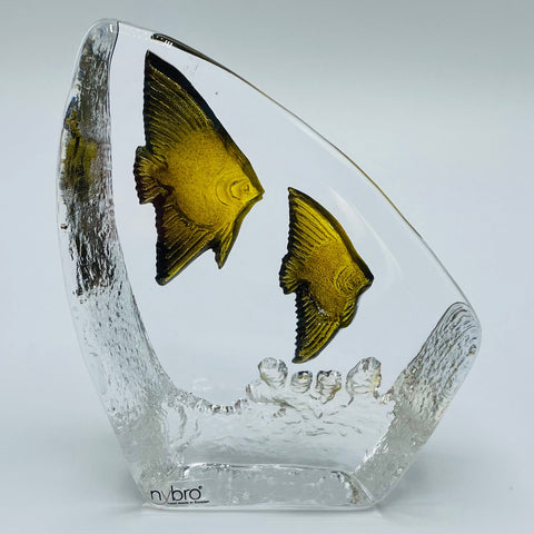 Nybro Glass Block - Two Fish