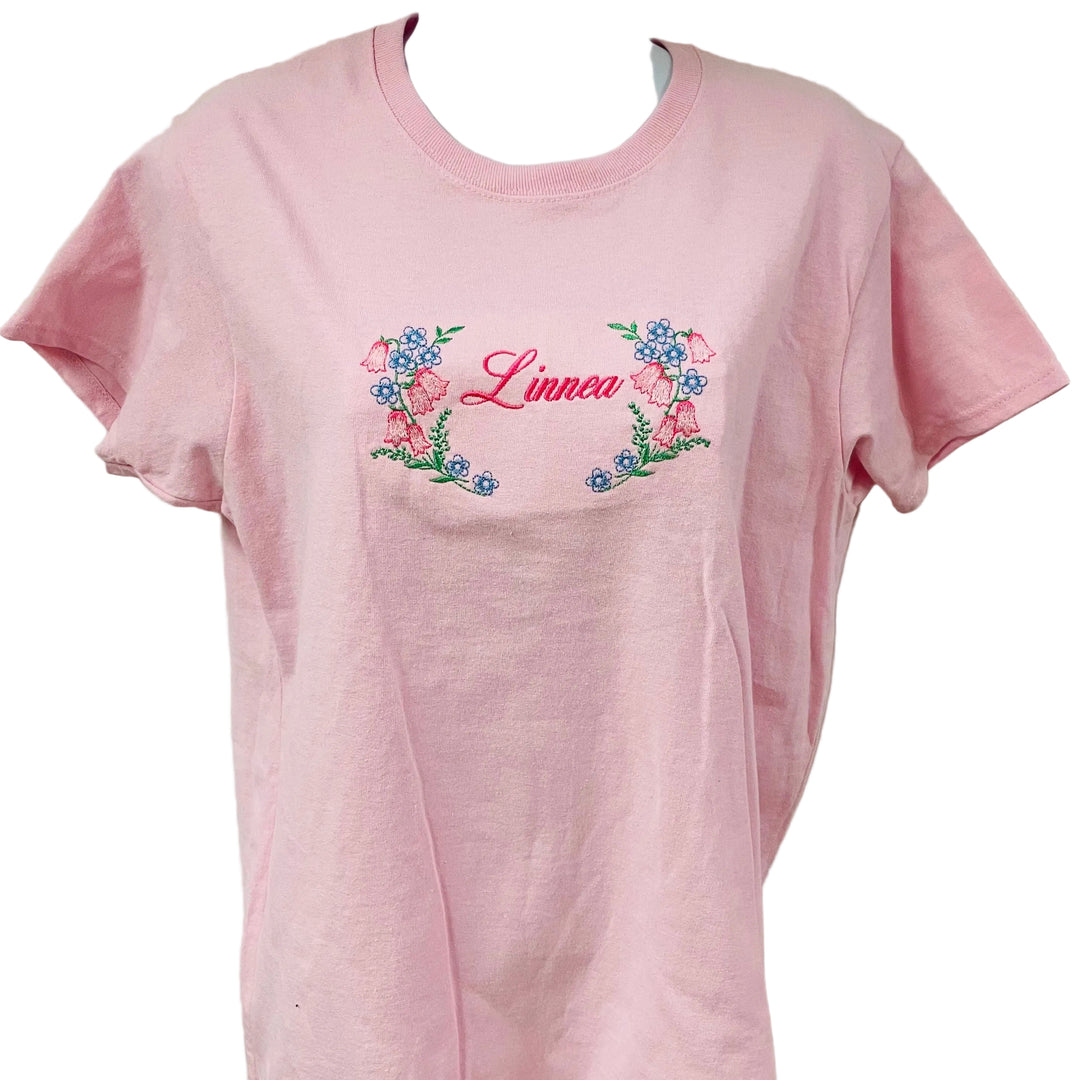 Linnea on Ladies Pink T-shirt