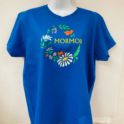 Floral Mormor on Royal Blue T-shirt