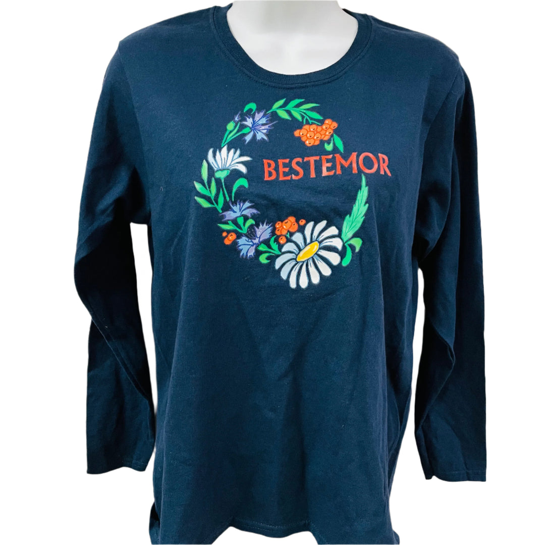 Bestemor Flowers on Long sleeve T-shirt
