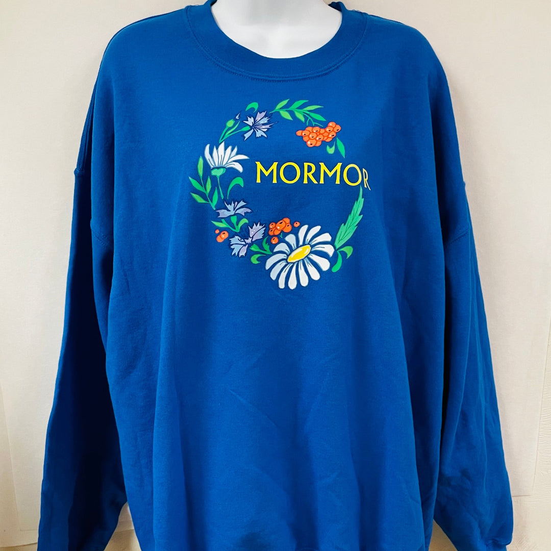 Sweatshirt - Mormor flowers on Royal Blue