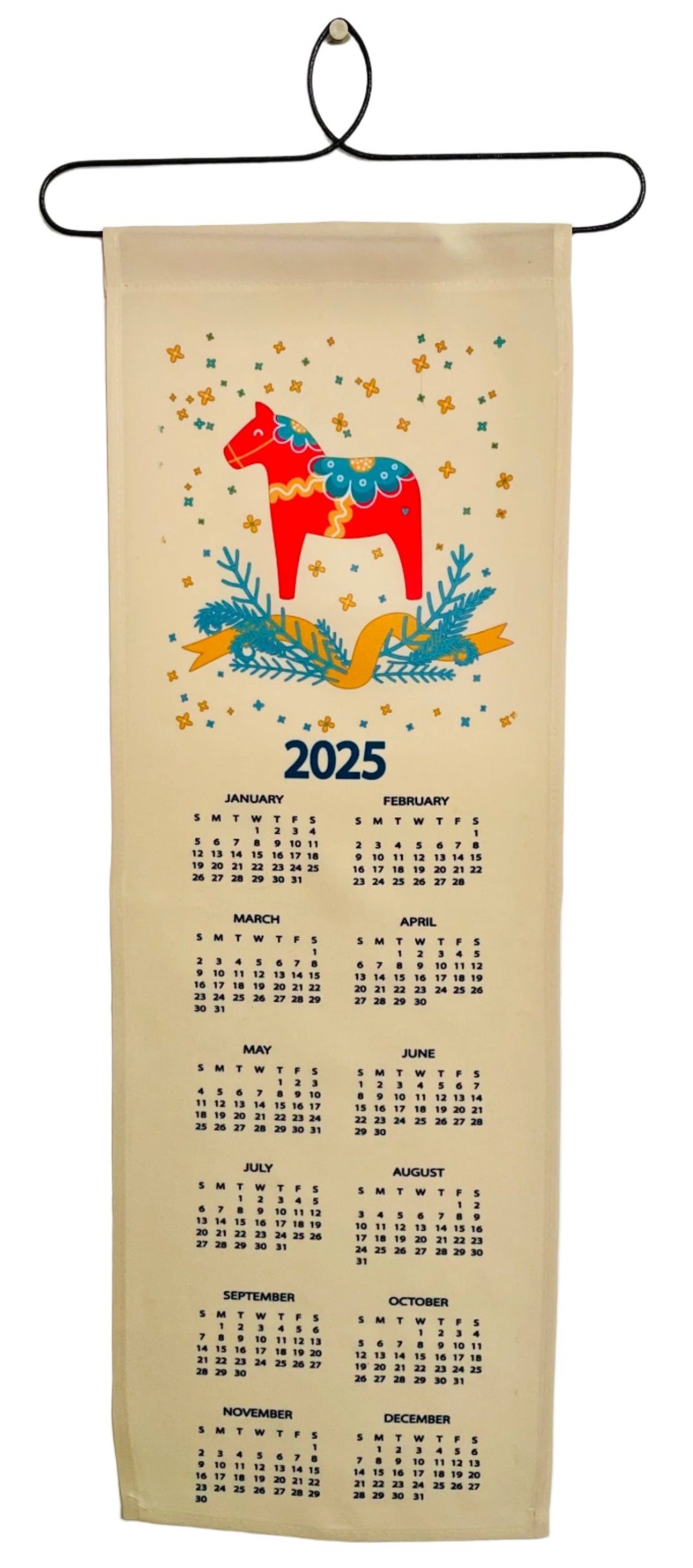 2025 Dala Horse Fabric Wall Hanging Calendar