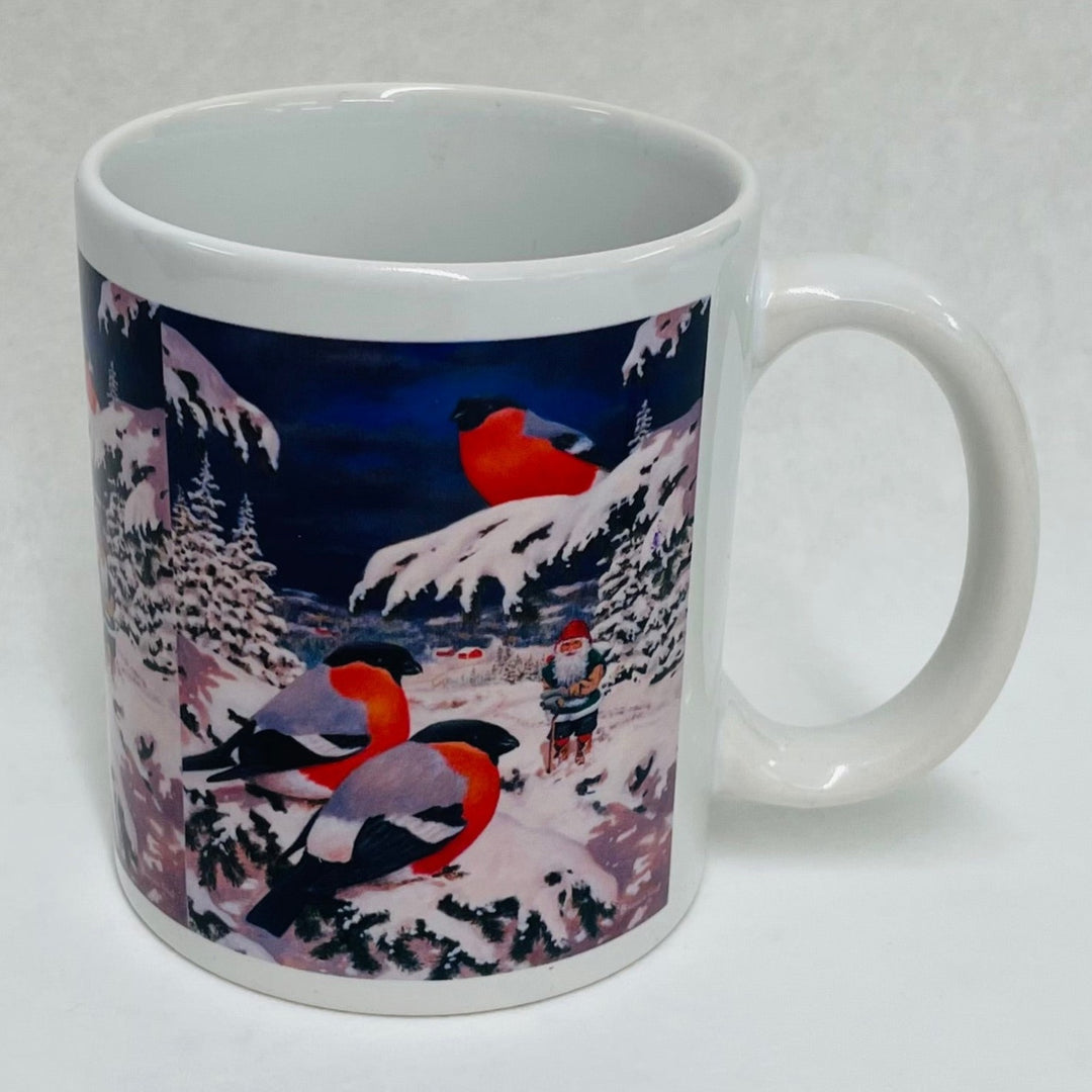 Jan Bergerlind Tomte with winter birds coffee mug