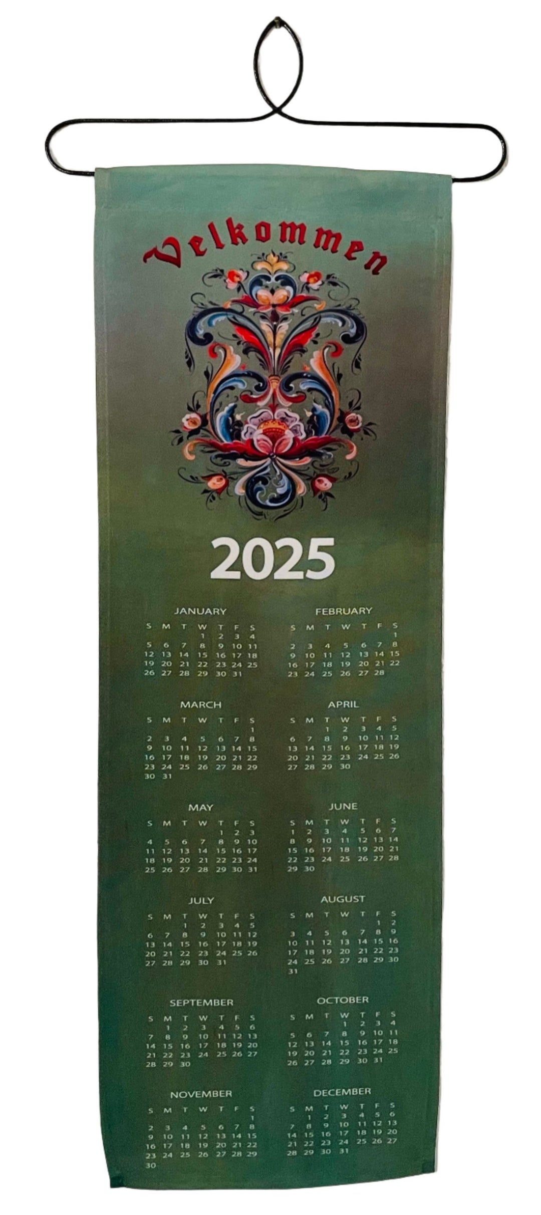 2025 Lise Lorentzen Rosemaling Fabric Wall Hanging Calendar