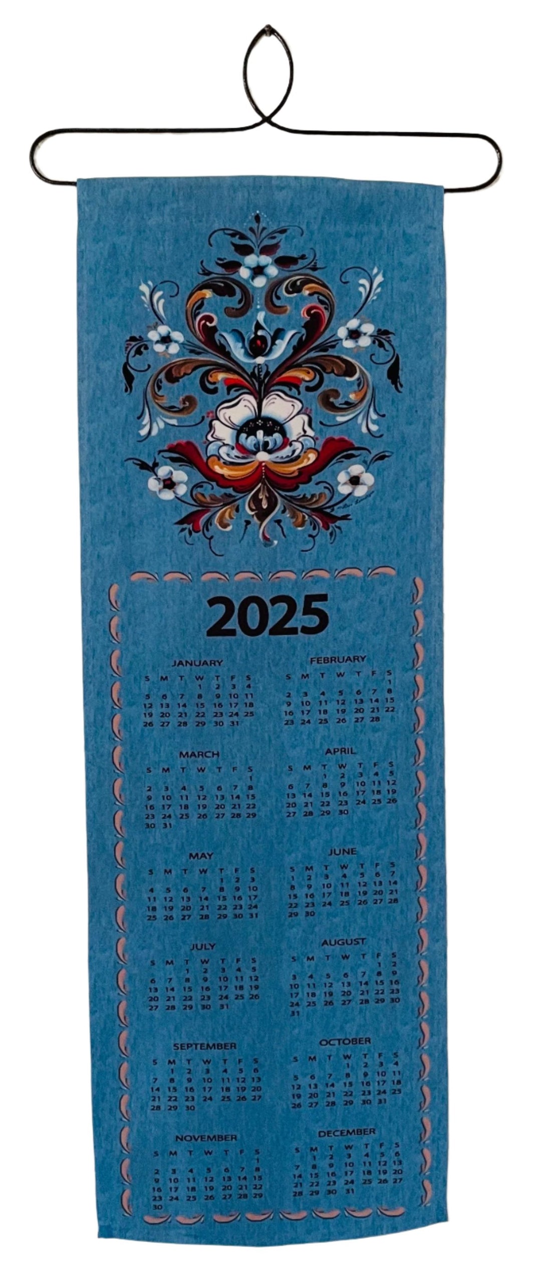 2025 Lise Lorentzen Rosemaling Fabric Wall Calendar