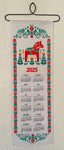 2025 Red Dala horse Fabric Wall Hanging Calendar