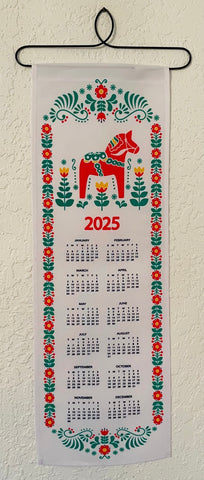 2025 Red Dala horse Fabric Wall Hanging Calendar