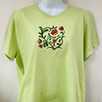 Folk Art Flower on Pistachio Green Ladies T-shirt
